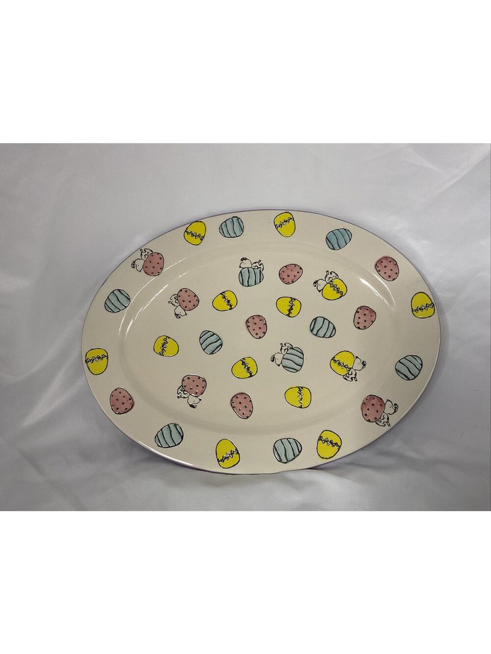 NEW PEANUTS SNOPPY EASTER BEAGLE & EGG LARGE SERVING PLATTER PLATE